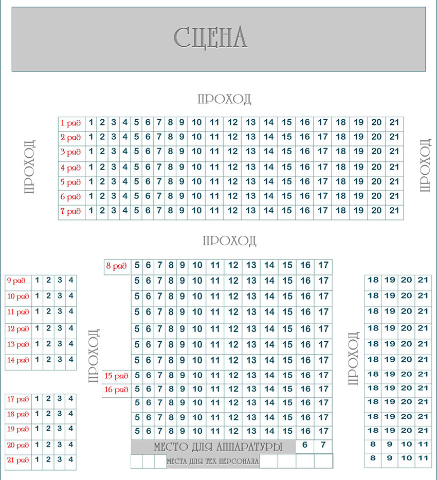 Схема зала дк россия оренбург